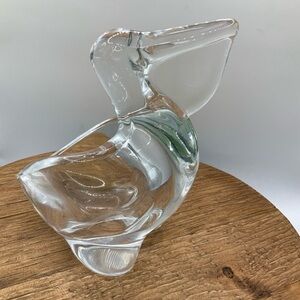 Sasaki Vintage Crystal Art Glass Pelican Candy Trinket Dish